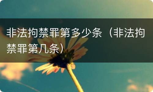 非法拘禁罪第多少条（非法拘禁罪第几条）