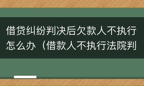借贷纠纷判决后欠款人不执行怎么办（借款人不执行法院判决）