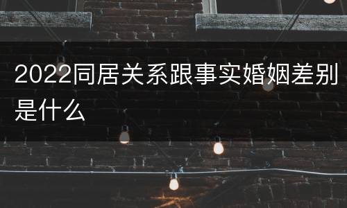 2022同居关系跟事实婚姻差别是什么