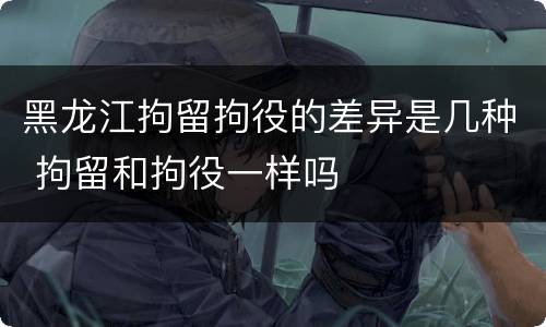 黑龙江拘留拘役的差异是几种 拘留和拘役一样吗