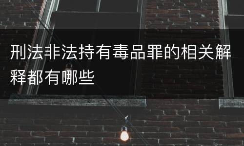刑法非法持有毒品罪的相关解释都有哪些