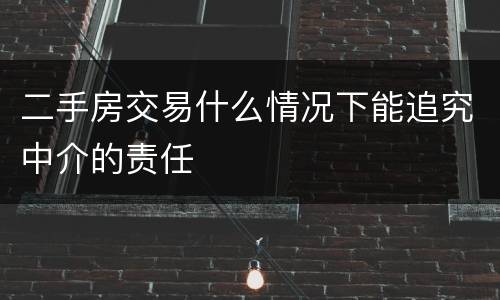 二手房交易什么情况下能追究中介的责任