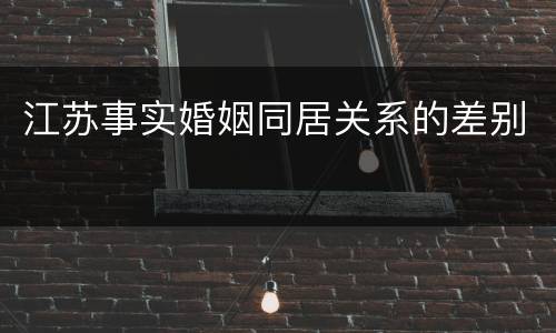 江苏事实婚姻同居关系的差别
