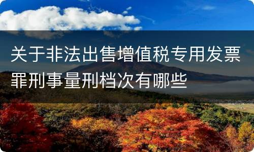 关于非法出售增值税专用发票罪刑事量刑档次有哪些