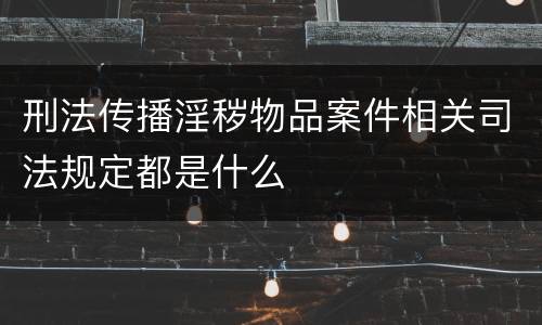 刑法传播淫秽物品案件相关司法规定都是什么
