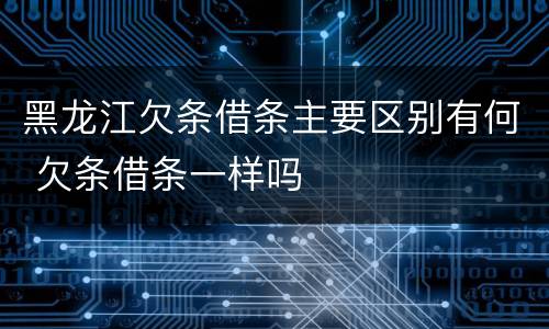 黑龙江欠条借条主要区别有何 欠条借条一样吗