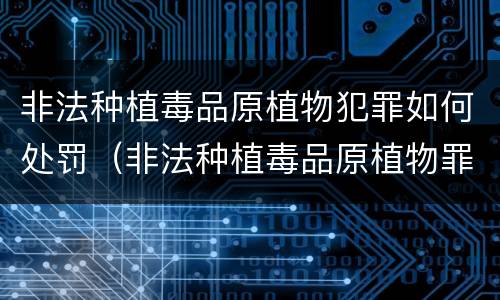 非法种植毒品原植物犯罪如何处罚（非法种植毒品原植物罪量刑指导意见）