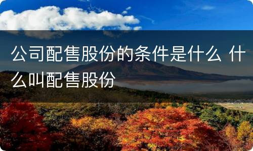 公司配售股份的条件是什么 什么叫配售股份
