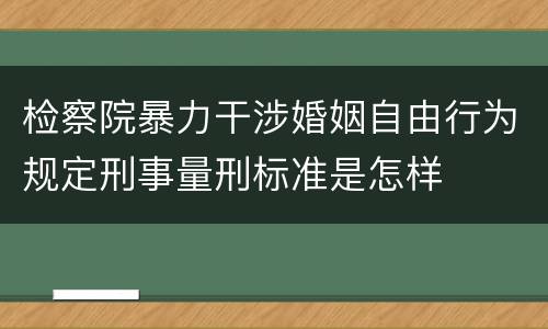 检察院暴力干涉婚姻自由行为规定刑事量刑标准是怎样