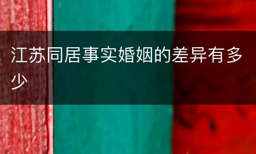 江苏同居事实婚姻的差异有多少