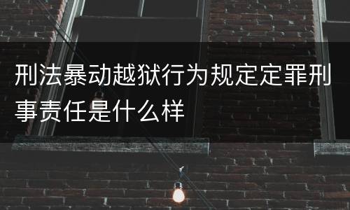 刑法暴动越狱行为规定定罪刑事责任是什么样