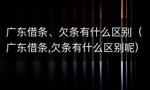广东借条、欠条有什么区别（广东借条,欠条有什么区别呢）