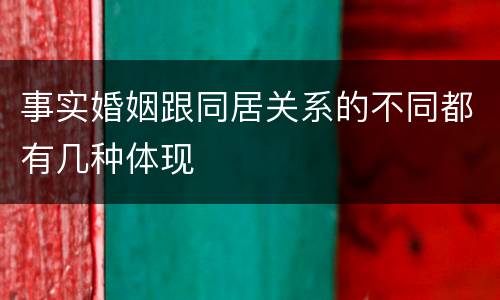 事实婚姻跟同居关系的不同都有几种体现