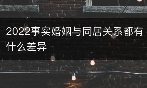 2022事实婚姻与同居关系都有什么差异