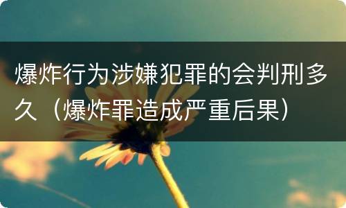 爆炸行为涉嫌犯罪的会判刑多久（爆炸罪造成严重后果）