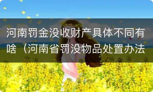 河南罚金没收财产具体不同有啥（河南省罚没物品处置办法）