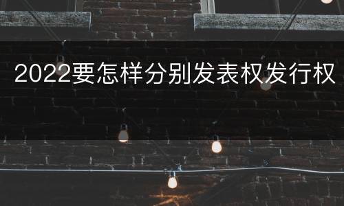2022要怎样分别发表权发行权