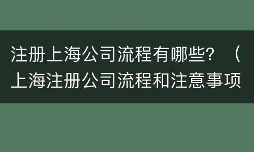 注册上海公司流程有哪些？（上海注册公司流程和注意事项）