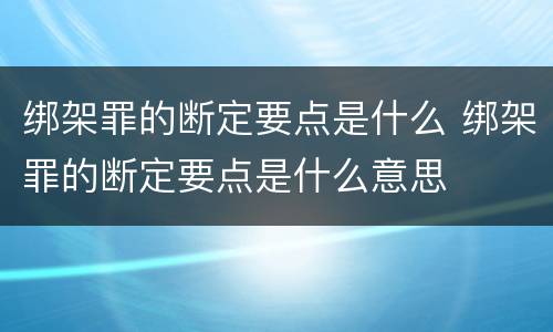 绑架罪的断定要点是什么 绑架罪的断定要点是什么意思