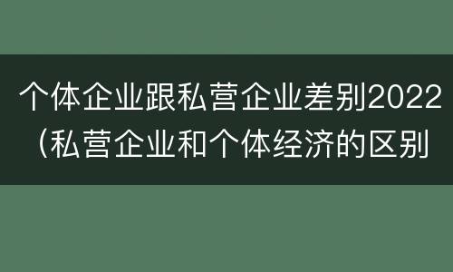 个体企业跟私营企业差别2022（私营企业和个体经济的区别）