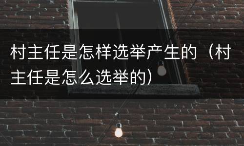 村主任是怎样选举产生的（村主任是怎么选举的）
