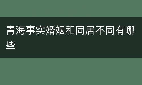 青海事实婚姻和同居不同有哪些