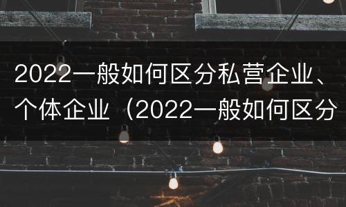 2022一般如何区分私营企业、个体企业（2022一般如何区分私营企业,个体企业和公司）