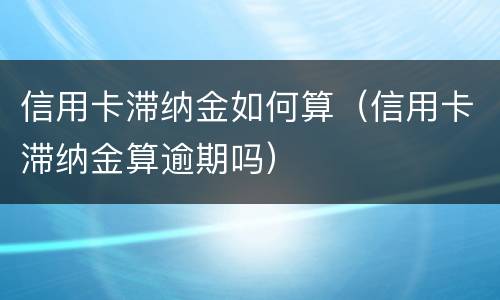 信用卡滞纳金如何算（信用卡滞纳金算逾期吗）