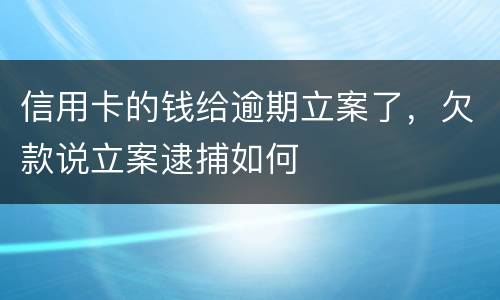 信用卡的钱给逾期立案了，欠款说立案逮捕如何