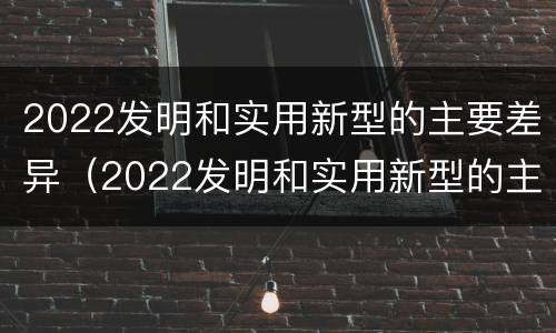 2022发明和实用新型的主要差异（2022发明和实用新型的主要差异是）