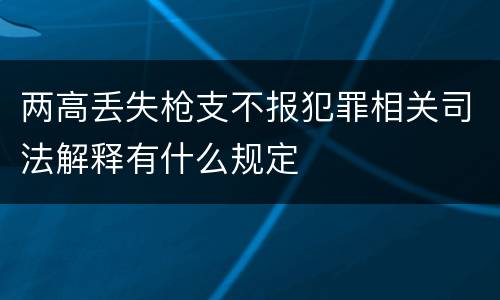 两高丢失枪支不报犯罪相关司法解释有什么规定