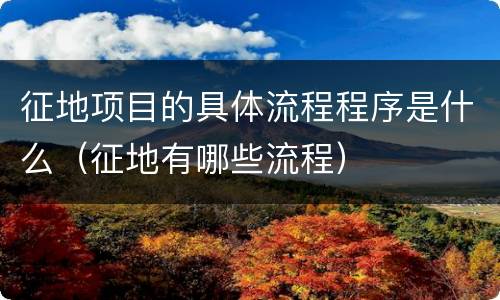 征地项目的具体流程程序是什么（征地有哪些流程）