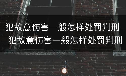 犯故意伤害一般怎样处罚判刑 犯故意伤害一般怎样处罚判刑的