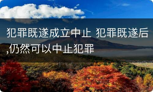 犯罪既遂成立中止 犯罪既遂后,仍然可以中止犯罪
