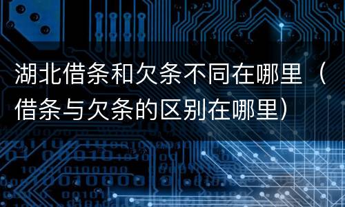 湖北借条和欠条不同在哪里（借条与欠条的区别在哪里）