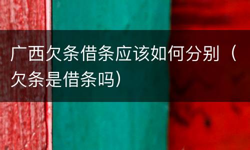 广西欠条借条应该如何分别（欠条是借条吗）