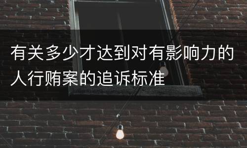 有关多少才达到对有影响力的人行贿案的追诉标准