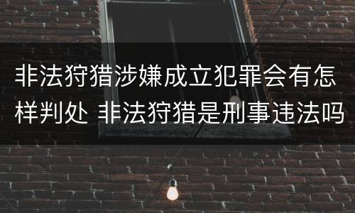 非法狩猎涉嫌成立犯罪会有怎样判处 非法狩猎是刑事违法吗