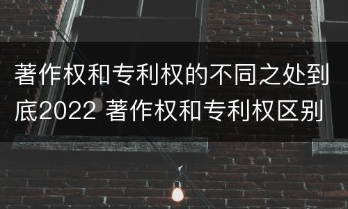 著作权和专利权的不同之处到底2022 著作权和专利权区别