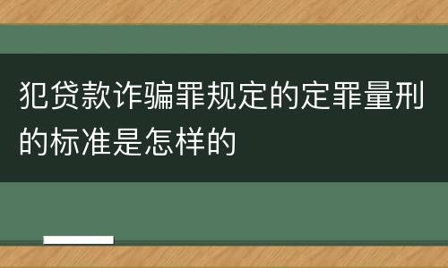 犯贷款诈骗罪规定的定罪量刑的标准是怎样的