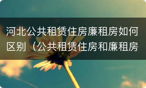 河北公共租赁住房廉租房如何区别（公共租赁住房和廉租房的区别）