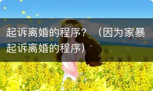 起诉离婚的程序？（因为家暴起诉离婚的程序）