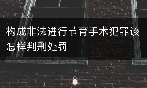 构成非法进行节育手术犯罪该怎样判刑处罚