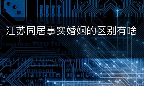 江苏同居事实婚姻的区别有啥
