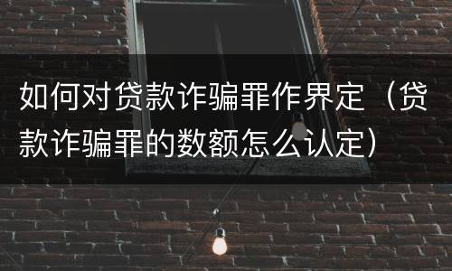 如何对贷款诈骗罪作界定（贷款诈骗罪的数额怎么认定）