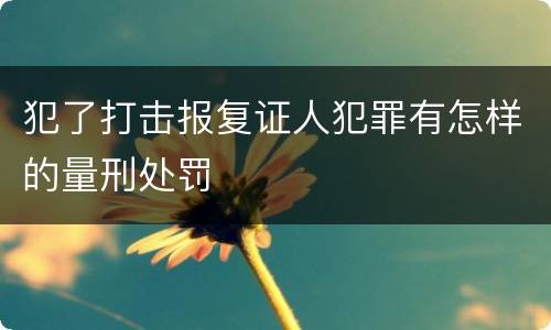 犯了打击报复证人犯罪有怎样的量刑处罚