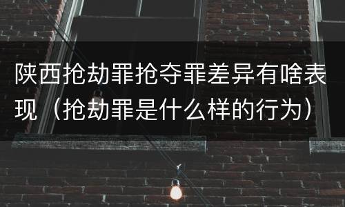 陕西抢劫罪抢夺罪差异有啥表现（抢劫罪是什么样的行为）