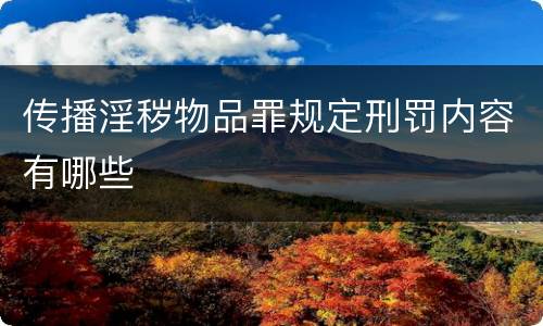 传播淫秽物品罪规定刑罚内容有哪些