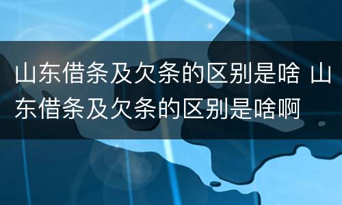 山东借条及欠条的区别是啥 山东借条及欠条的区别是啥啊