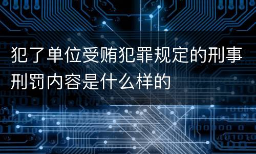 犯了单位受贿犯罪规定的刑事刑罚内容是什么样的